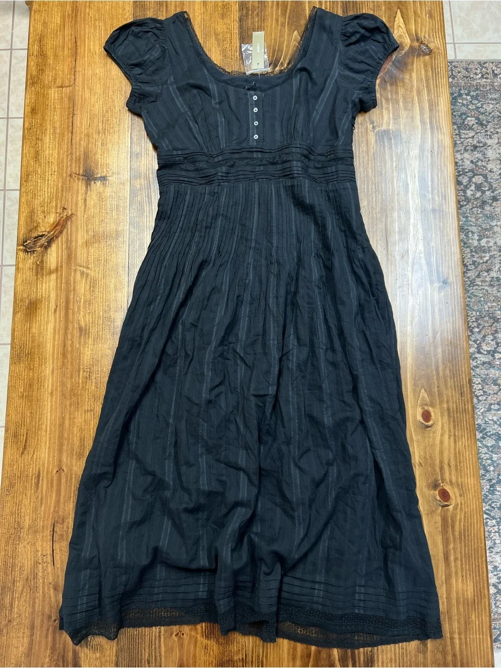 J. Crew Lace-trim pintuck midi dress in cotton dobby in Black Size 12 NWT